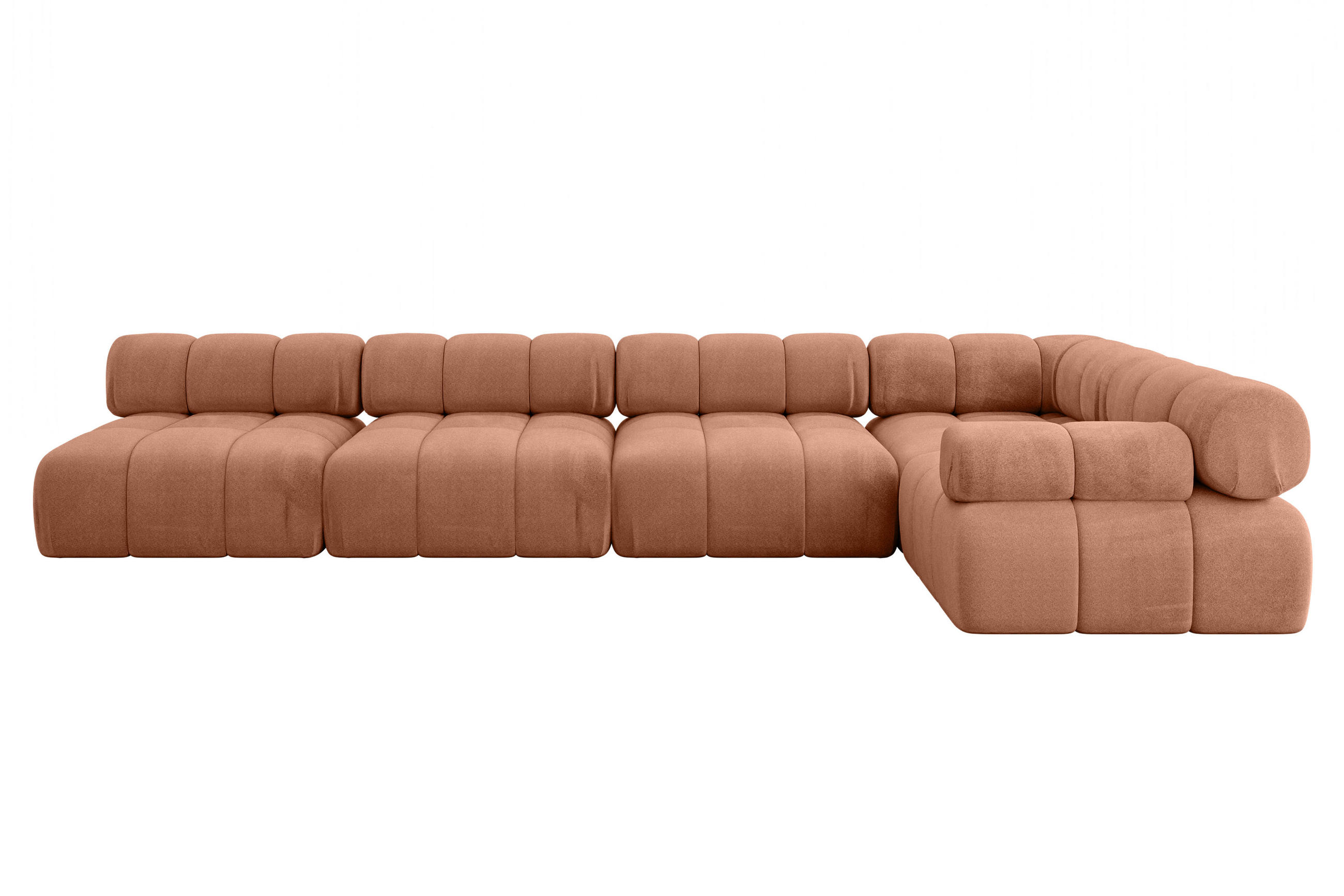 ECKSOFA modulares Sofa Mende-L3 - 380x190x70 cm Apricot Velours - Koralle, Holzwerkstoff/Textil (380/190cm) - ALTDECOR