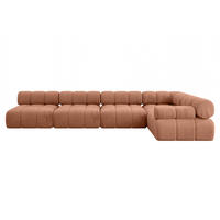 ECKSOFA modulares Sofa Mende-L3 - 380x190x70 cm Apricot Velours - Koralle, Holzwerkstoff/Textil (380/190cm) - ALTDECOR