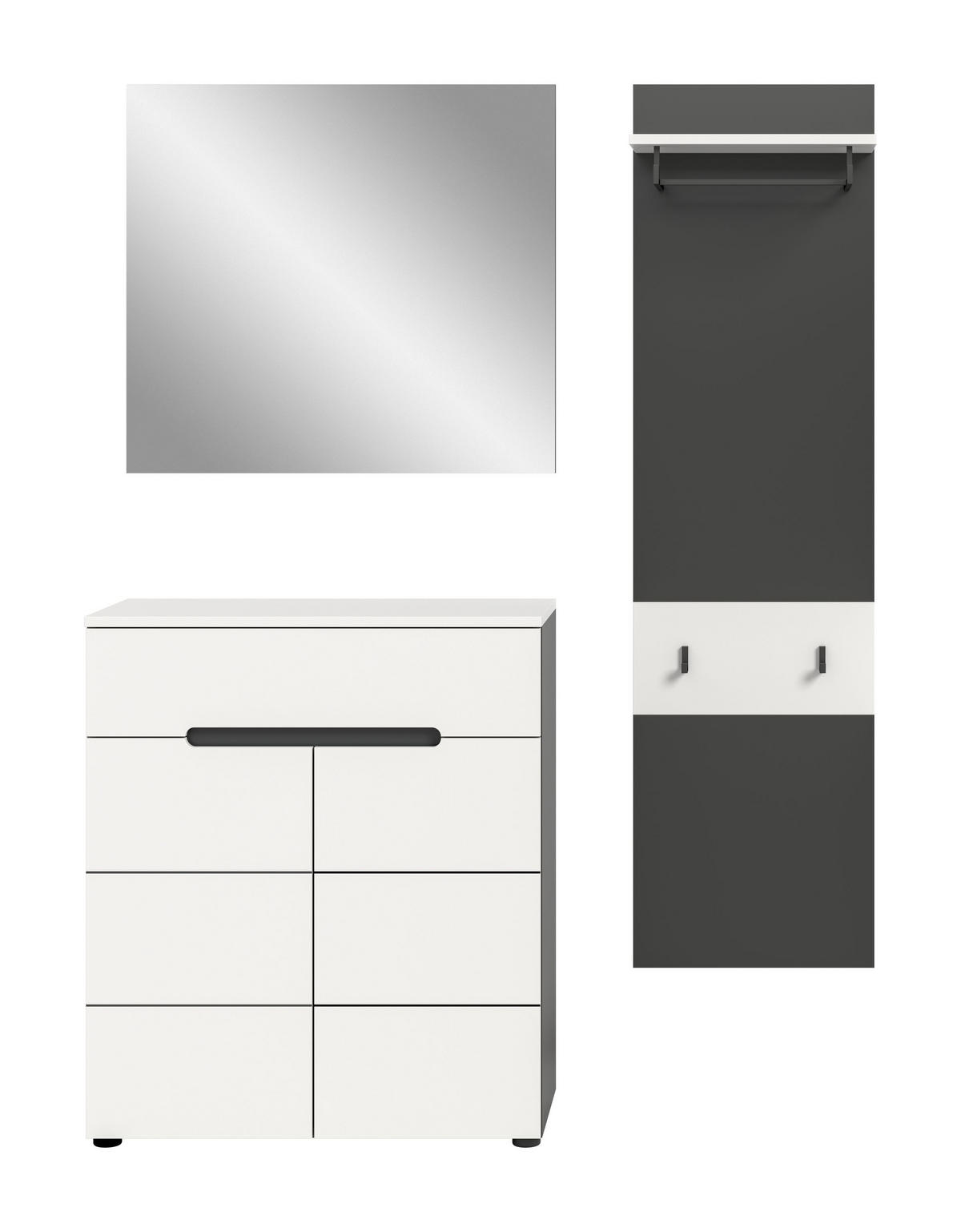 GARDEROBEN-SET CANU (B/H/T: ca. 140/190/37 cm) in Basalt grau/weiß - Grau, Holzwerkstoff (140/190/37cm)