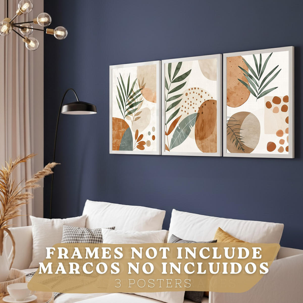 POSTER 3er Kunstdruck-Set Wandbilder Floral Abstrakt modern Wohnzimmer Deko, Schlafzimmer, Küche, Badezimmer Rahmenlos A4 - Klar, Papier (29.7/1/21cm) - Nacnic