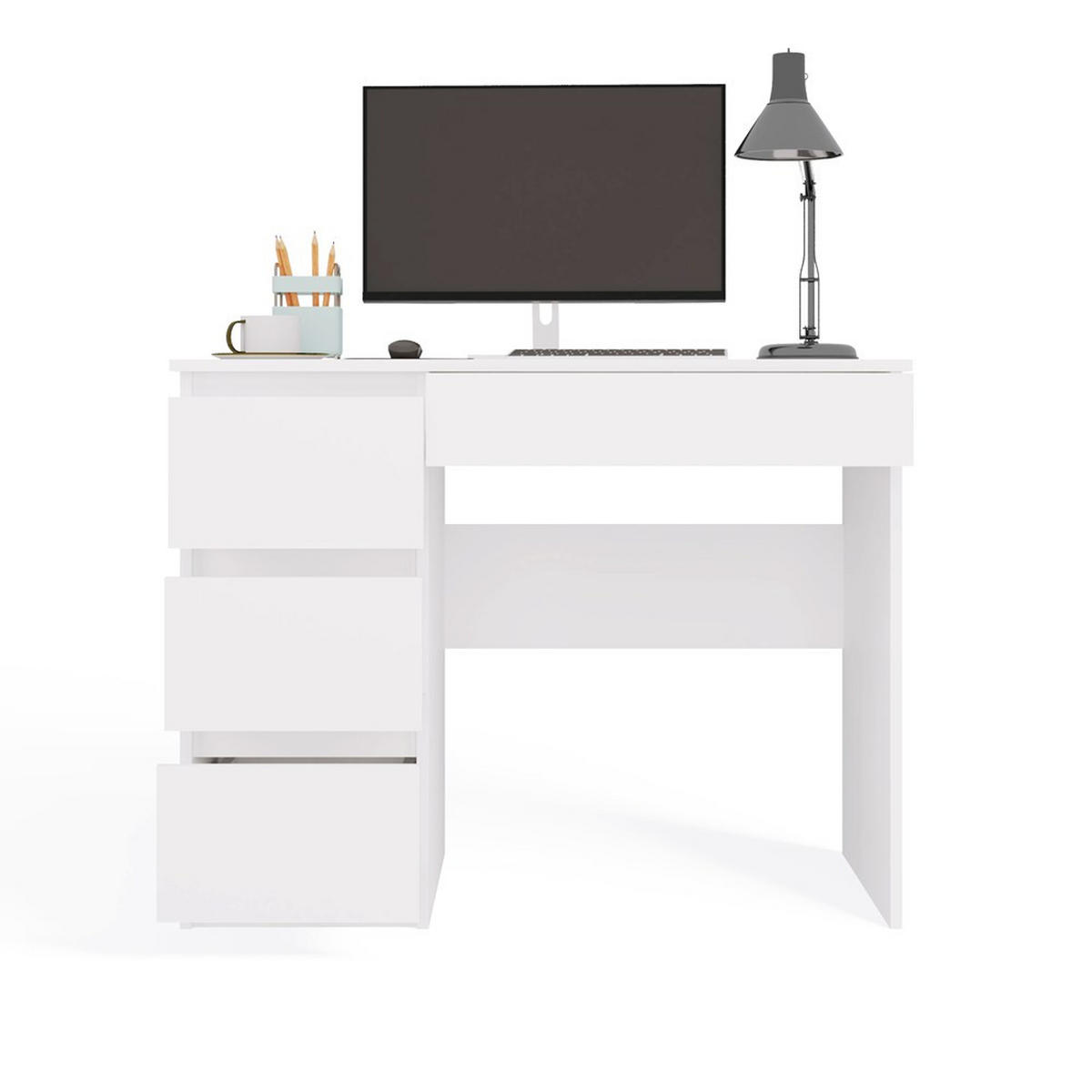 SCHREIBTISCH Weiß 98/76/51 - Weiß, Holzwerkstoff (51/98/76cm) - RAUMHIRSCH FURNITURE