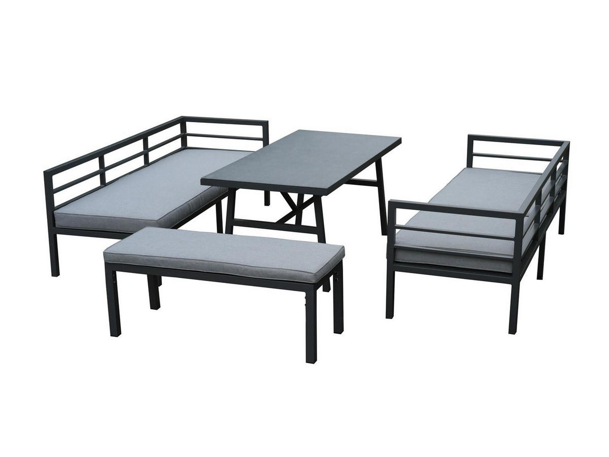 GARTENLOUNGE-SET San Menaio Grau Aluminium für 8 Personen - Grau, Kunststoff - bellavista - Home & Garden