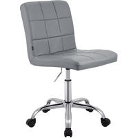 DREHSTUHL Lederlook Grau - Chromfarben/Grau, Textil/Metall (47/93/56cm) - CLP