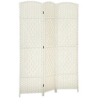 PARAVENT DE-14302 3-teilig, klappbar 135x180 cm Weiß - Weiß, Kunststoff (135/180/1.7cm) - ComfortXL