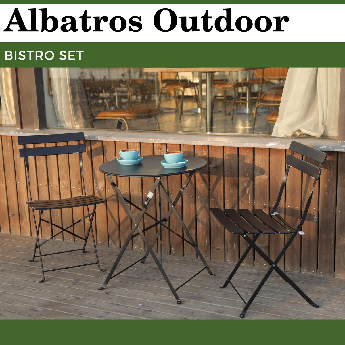 BISTRO SET Schwarz - Schwarz, Metall - Albatros