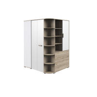 KLEIDERSCHRANK Cariba in Eiche San Remo und Weiß - begehbarer Eckkleiderschrank - Braun, Holzwerkstoff (124/199cm)