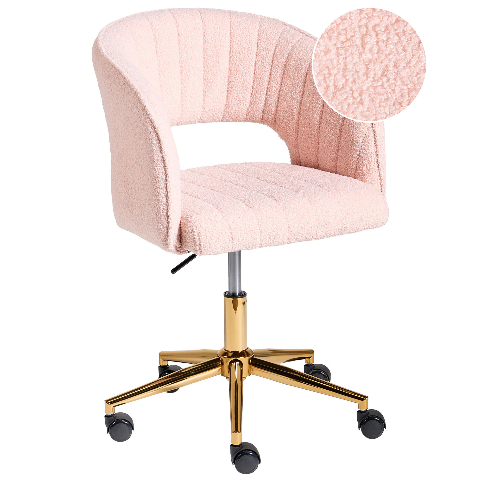 SCHREIBTISCHSTUHL Bouclé Pastellrosa Katonah - Pink, Textil (57/78/57cm) - Beliani