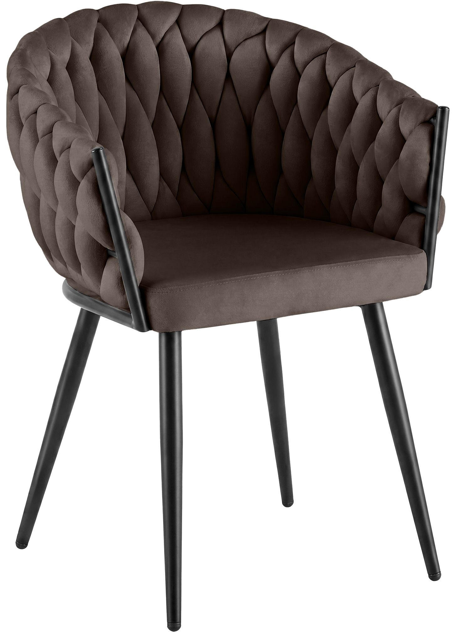 ARMLEHNENSTUHL Samt Braun - Schwarz/Braun, Textil/Metall (58/80/57cm) - CLP