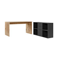 SCHREIBTISCH Der Produktive - Eichefarben/Schwarz, Holzwerkstoff (65/145/77cm) - Mokebo