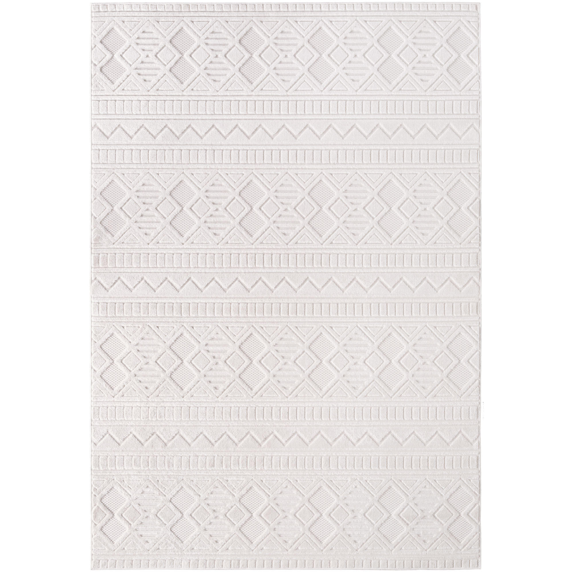 TEPPICH In-/Outdoor Kurzflor Raumwirkung-Design Polypropylen Terrasse Creme Rechteckig 140x200 - Creme, Textil (140/200cm) - KADIMA DESIGN