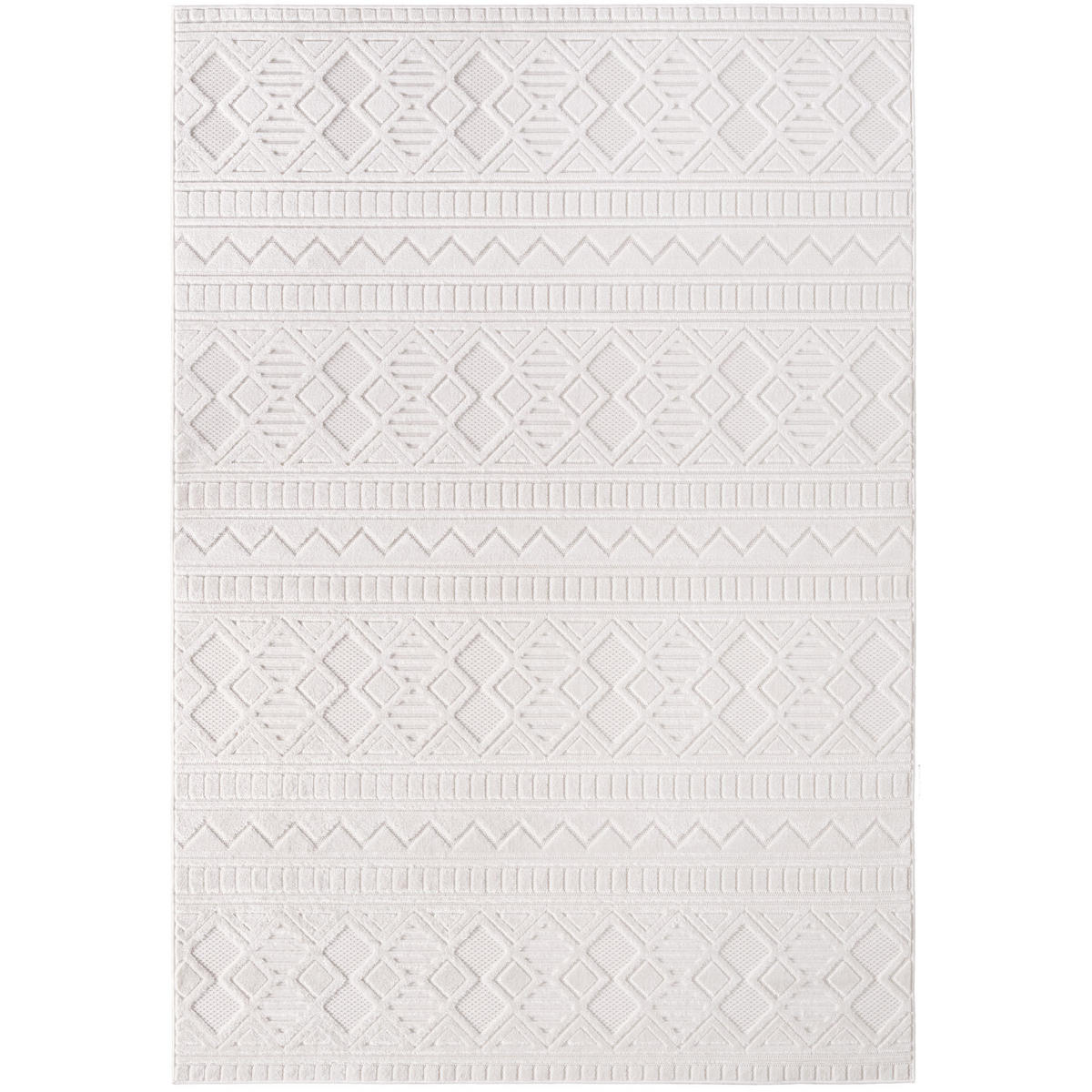 TEPPICH In-/Outdoor Kurzflor 3D-Strukturlook Polypropylen Küche Creme Rechteckig 240x340 - Creme, Textil (240/340cm) - KADIMA DESIGN