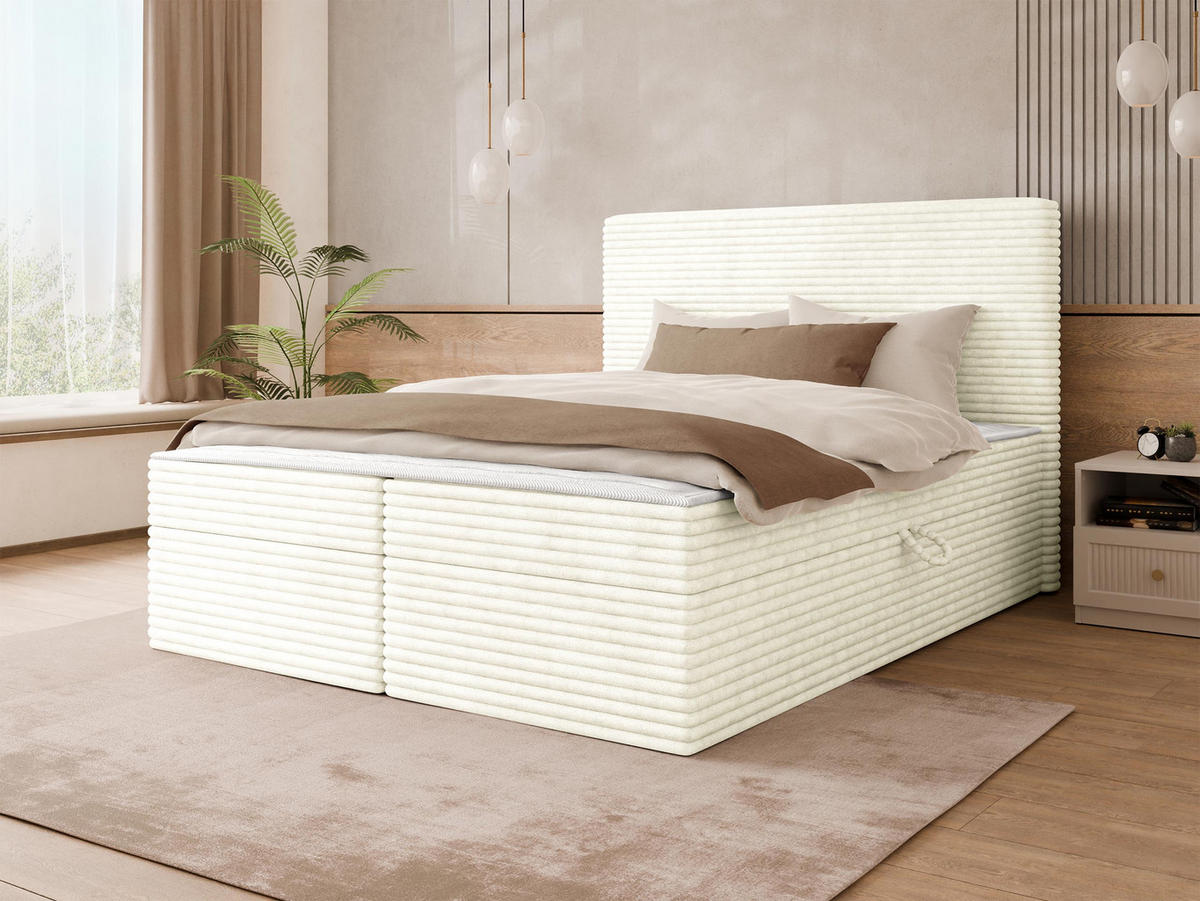 BOXBETT Wokio - H3 - Creme/Schwarz, Holzwerkstoff/Kunststoff (140/200cm) - MIRJAN24