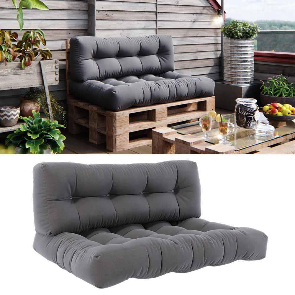 PALETTENKISSEN SET Flocken Grau 120 x 80 cm 2 Teile - Grau, Textil (120/80/15cm) - Vicco