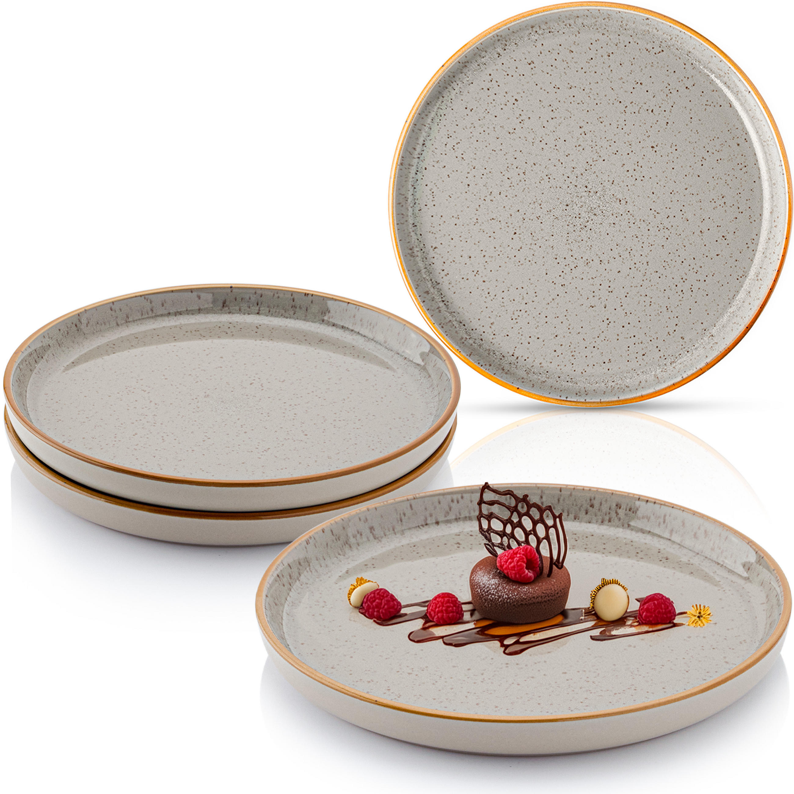 DESSERTTELLER RIO PERLGRAU - 4 teilig aus Steingut - Grau, Keramik (13cm) - Sänger
