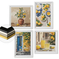 WANDBILDER 4er-Set - 50x50 cm & 40x60 cm Weißer Rahmen - Zitronengarten mit Getränken - Weiß, Kunststoff (50/50cm) - ArtPrintCave
