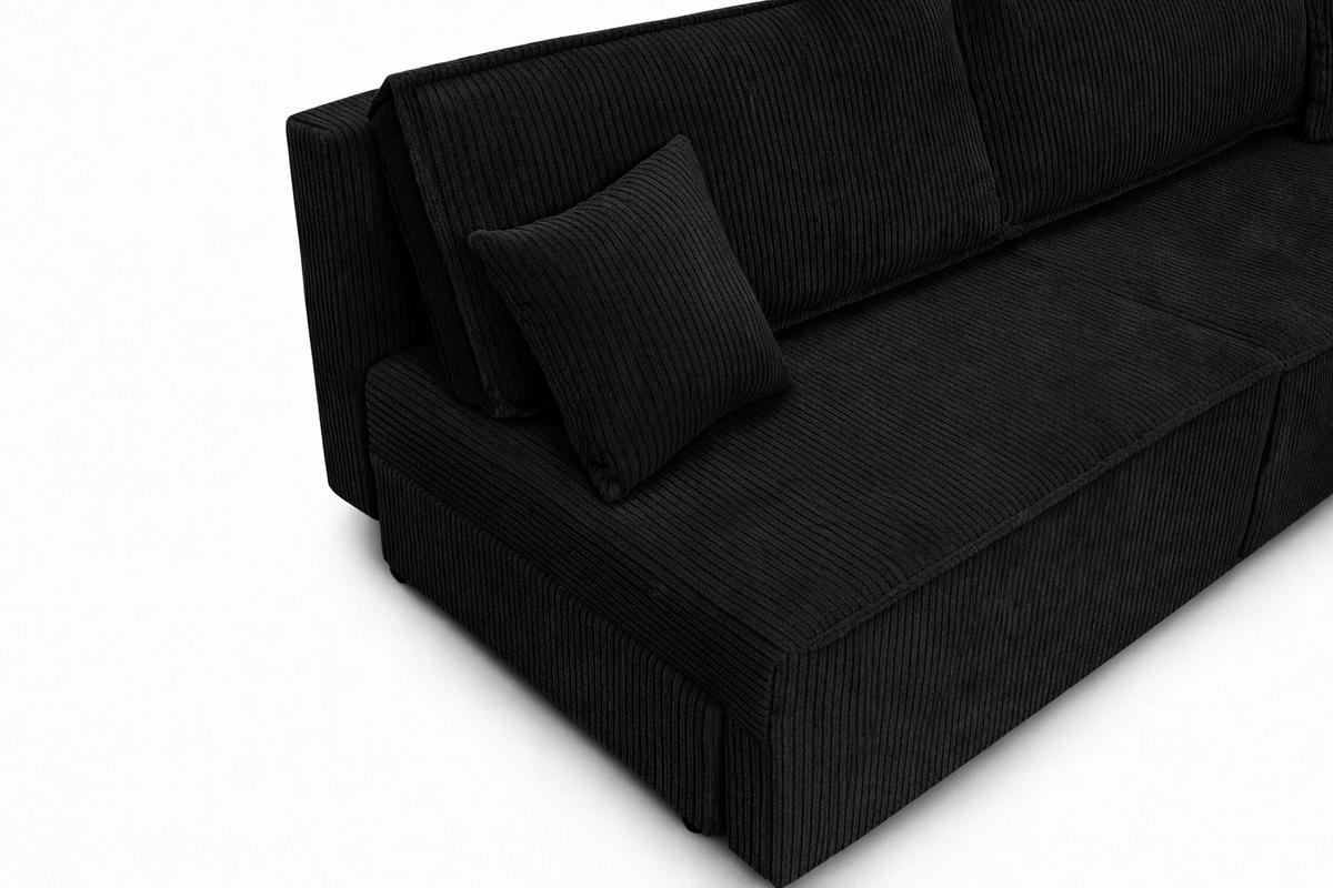 SOFA Mit Schlaffunktion Und Bettkasten, Cordstoff Poso, Schwarz, BEST MINI - Schwarz, Holz (200/83/98cm) - Kaiser Möbel