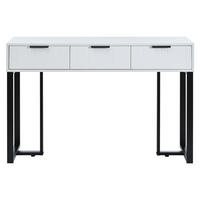 KONSOLENTISCH mdf in weiß & schwarz mit metallgestell, 3 schubladen & verstellbare fußpolster - Weiß, Holzwerkstoff (36/120/80cm) - Urban Meuble