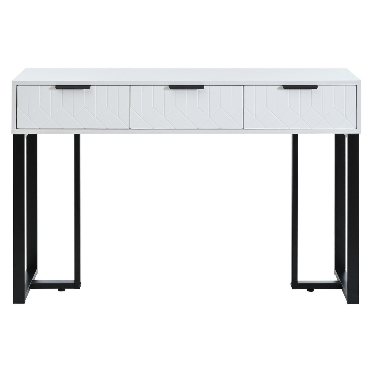 KONSOLENTISCH 120/36/80 cm weiß schwarz aus MDF mit 2 Schubladen und verstellbaren Fußpolstern - Schwarz, Holzwerkstoff (120/36/80cm) - OKWISH