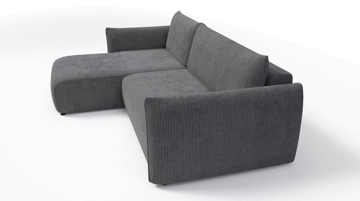 ECKSOFA TAUER 3-Sitzer rechts, dunkelgrau - Dunkelgrau/Schwarz, Holz/Textil (248/173cm) - Courtois Laville