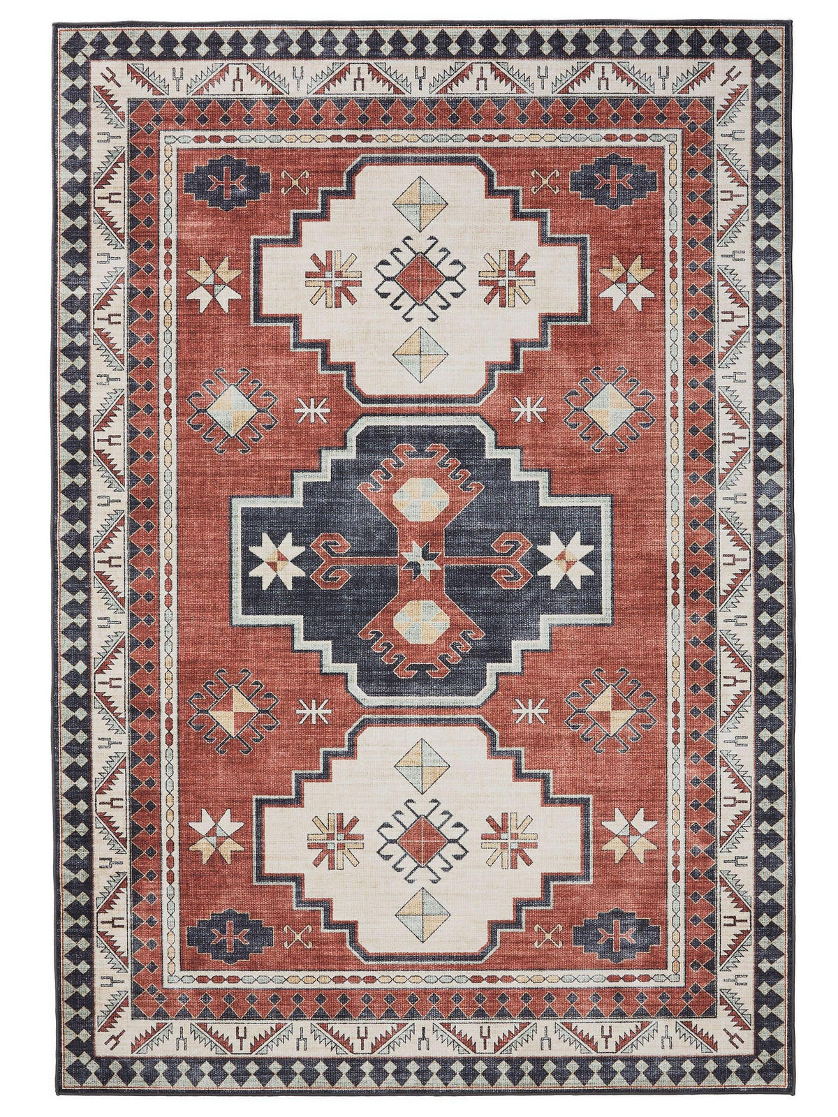 VINTAGE-TEPPICH George waschbar 200x300 cm - Blau/Multicolor, Kunststoff (200/300cm) - benuta
