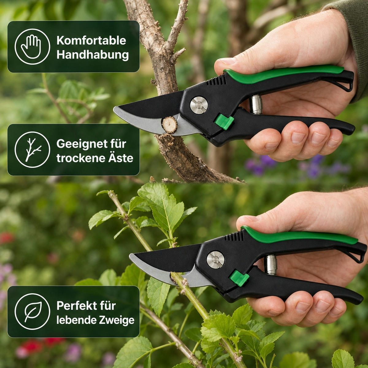 GARTENSCHERE - Schwarz, Metall (26.5/23/31.5cm) - Garden Pleasure