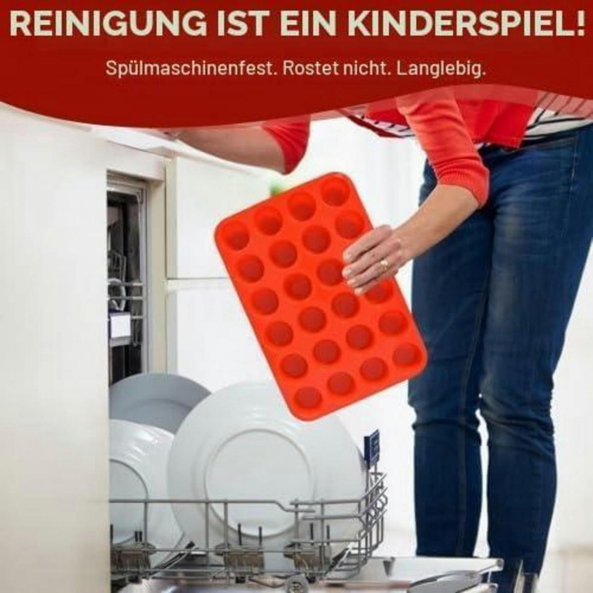 MUFFINFORM Silikon 2 Stück 24 Tassen Rot - Rot, Kunststoff (22.5/2.5/32cm)
