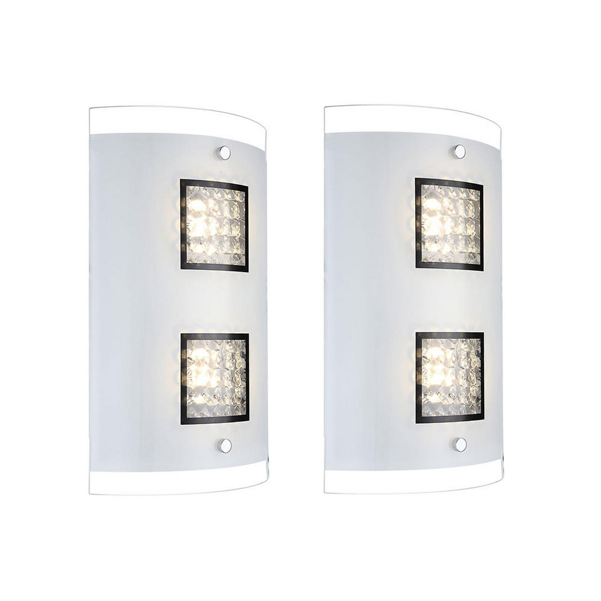 LED WANDLEUCHTE Metall Kristalloptik Silber 2er Set - Silberfarben, Glas (18/30/6.2cm) - Globo Lighting