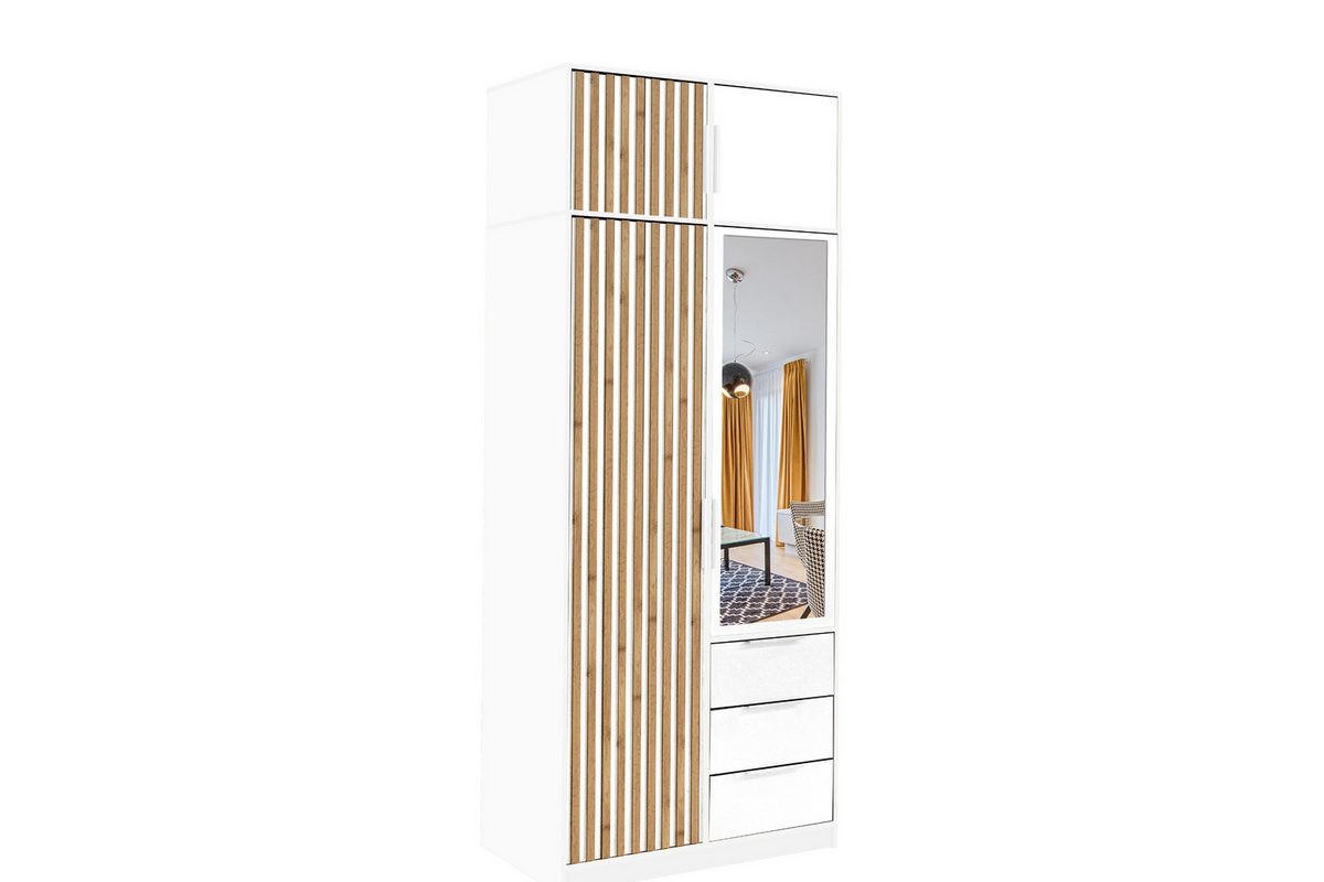 Deine Möbel 24 Drehtürenschrank Weiß 100x245x58 cm