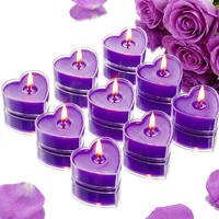 TEELICHTER 9-teiliges Set Herzform Violett Duftkerze - Lila, Paraffin (7cm)