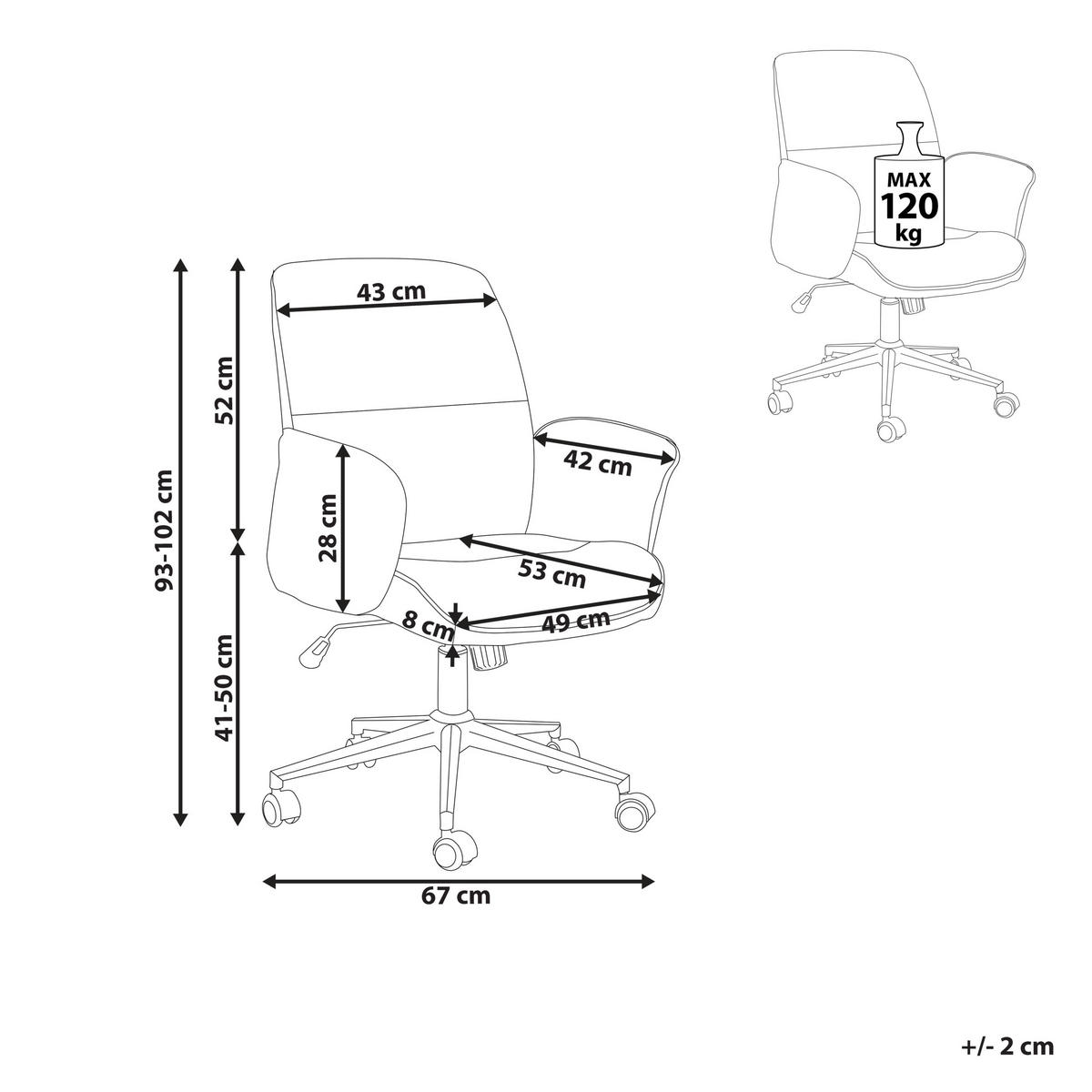 BÜROSTUHL Braun Ravishing - Braun, Textil (67/93/53cm) - Beliani