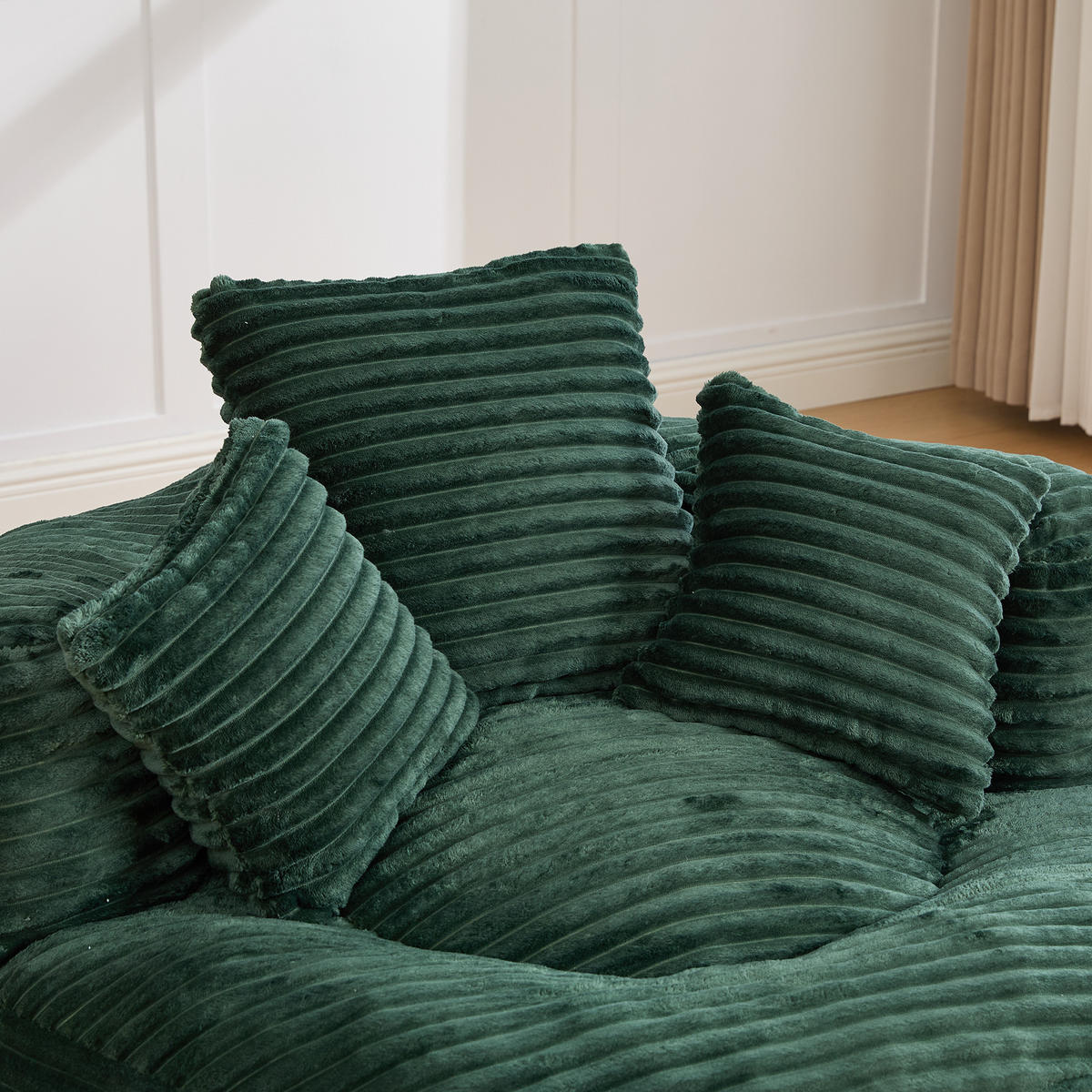 SITZSACK Cord Smaragdgrün mit Kissen - Jadegrün, Textil (108/52/108cm) - WISHDOR
