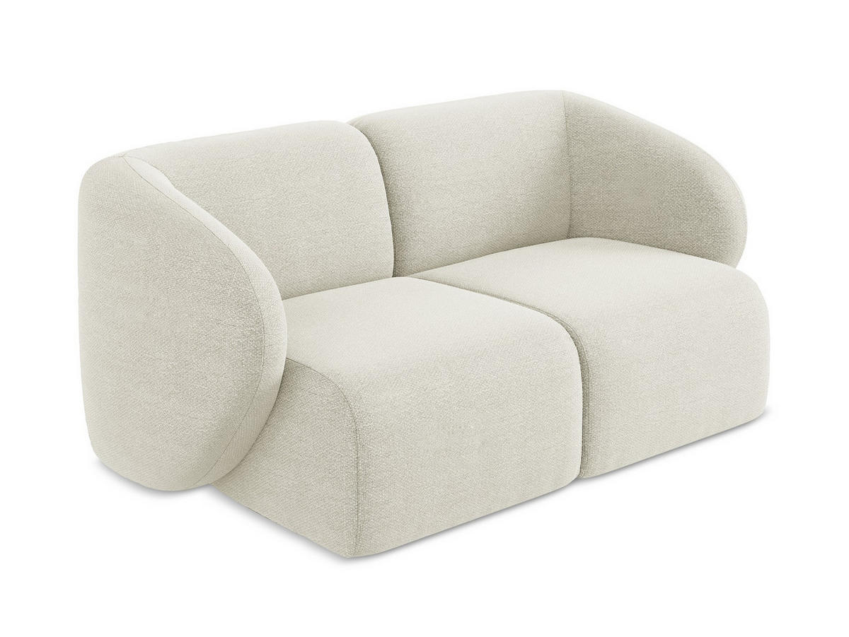 2-SITZER-SOFA Bouclé Stoff Beige - Sandfarben/Schwarz, Holzwerkstoff/Kunststoff (174/75/94cm) - Makamii