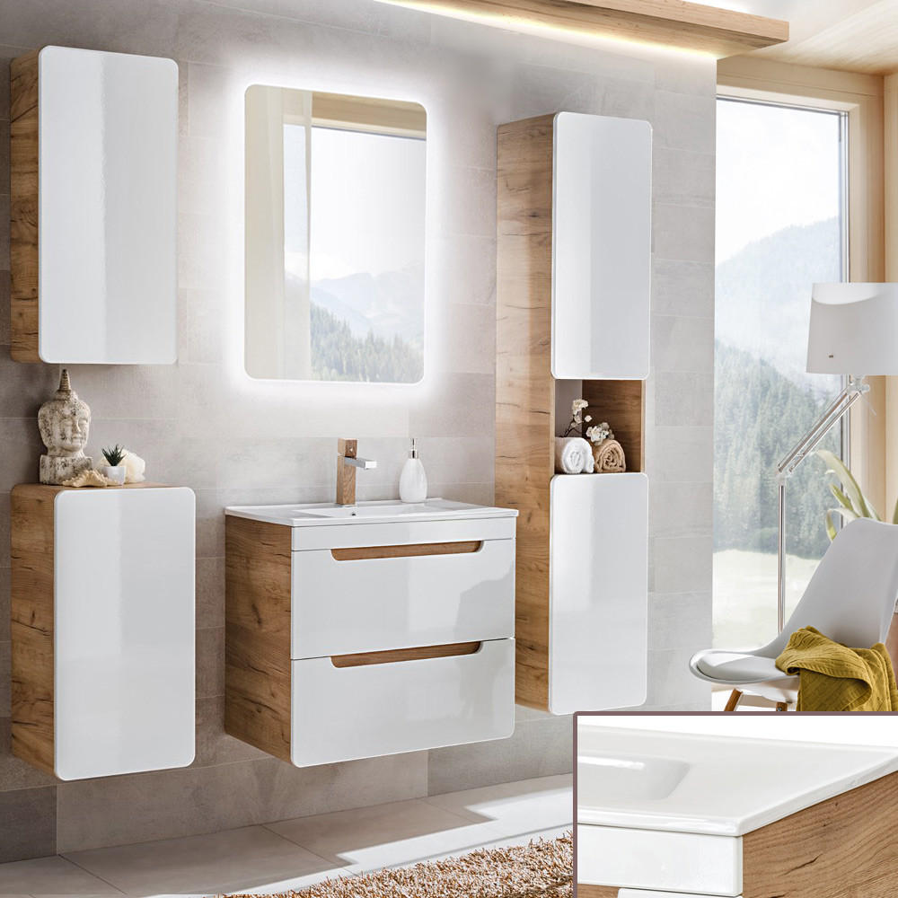 Lomado Badmöbel-Set Weiß 160x200x46 cm
