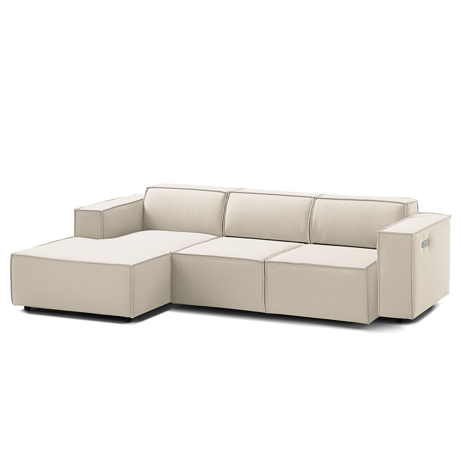 ECKSOFA mit Longchair - Schwarz/Weiß, Kunststoff/Textil (260/177cm) - home24