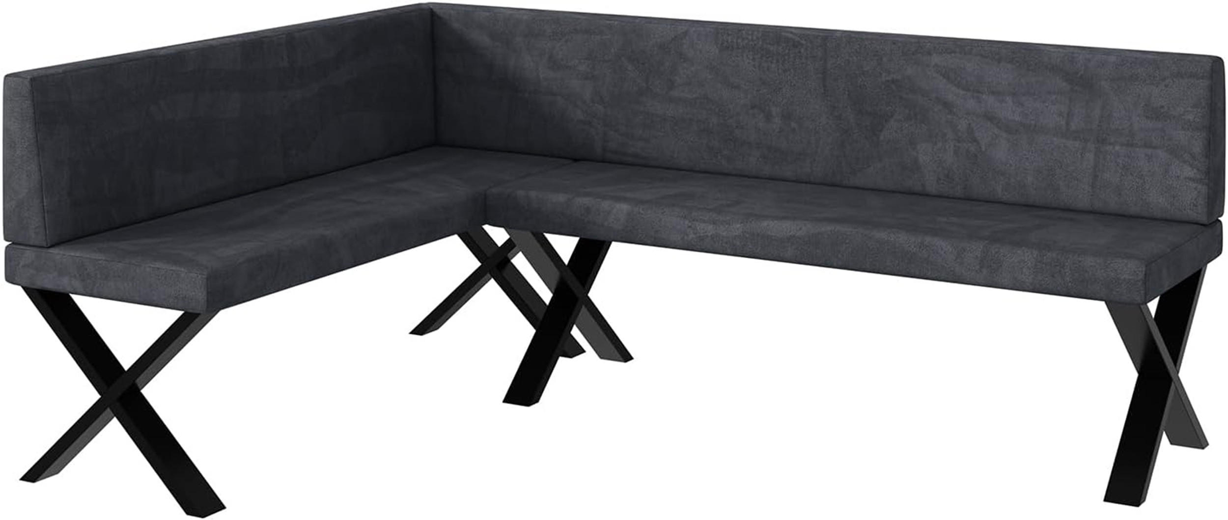 ECKBANK TONI_X - Dunkelgrau, Textil (142/196cm) - Meblini