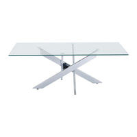 COUCHTISCH - 120 cm x 60 cm - Glas - Transparent, Silberfarben - COSIMA - Chromfarben, Glas (60/120/45cm) - Vente-Unique