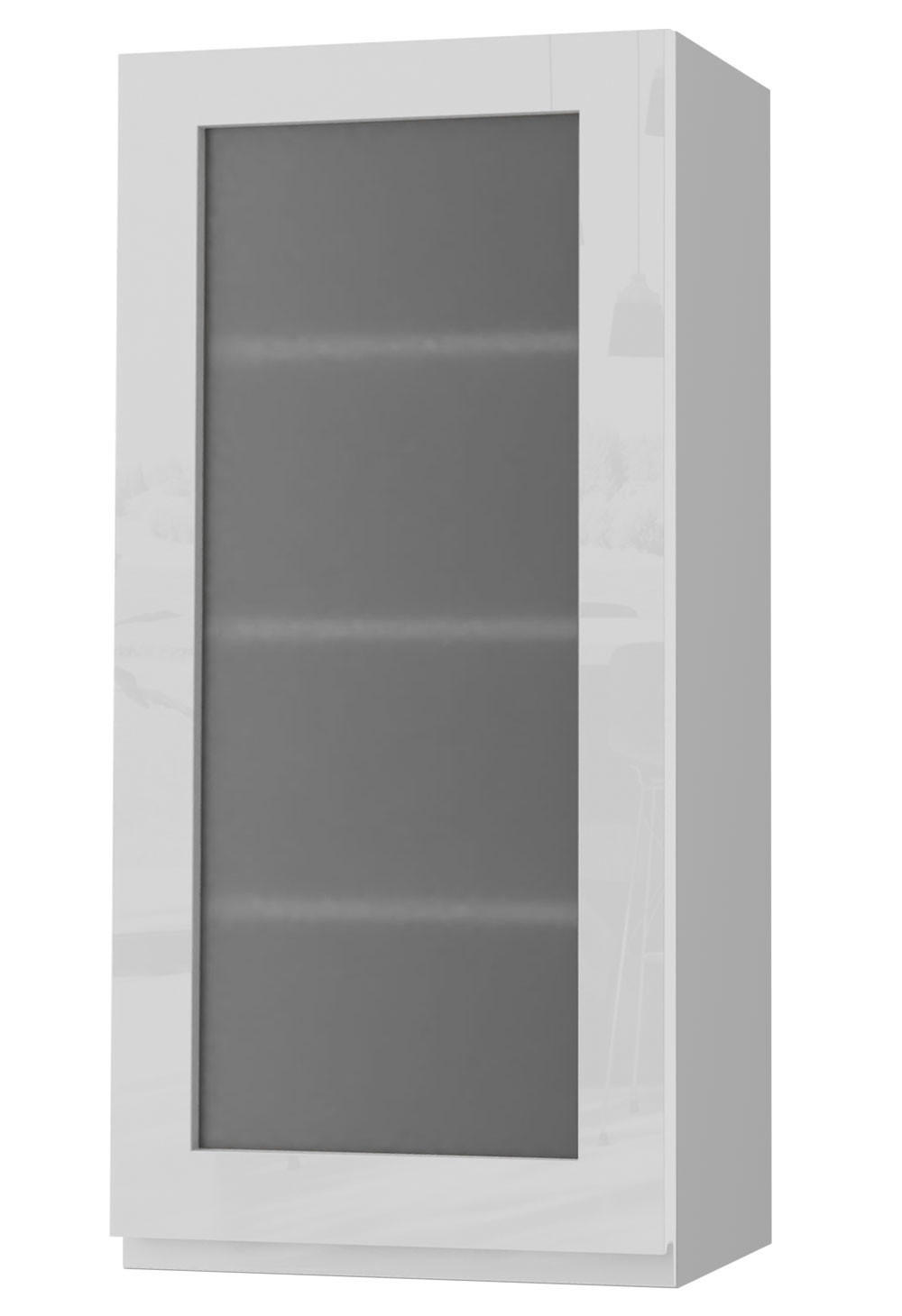 HÄNGESCHRANK Florence W4S/45 Grau / RAL 9003 signalweiß HG 45 / 32,5 / 96cm - Türanschlag links - Weiß Hochglanz/Grau, Holz/Holzwerkstoff (45/96/32.5cm) - Feldmann-Wohnen