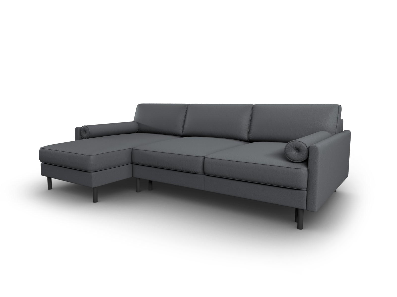 AUSKLAPPBARES-ECKSOFA links mit Container Scott aus strukturiertem Stoff dunkelgrau 5 Sitzplätze - Dunkelgrau, Textil (142/212cm) - Micadoni