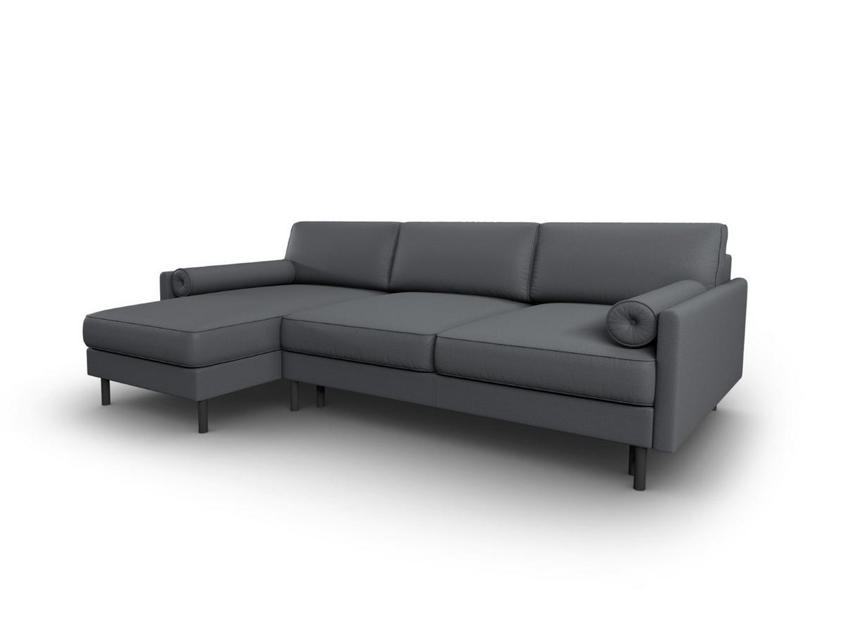 AUSKLAPPBARES-ECKSOFA links mit Container Scott aus strukturiertem Stoff dunkelgrau 5 Sitzplätze - Dunkelgrau, Textil (142/212cm) - Micadoni