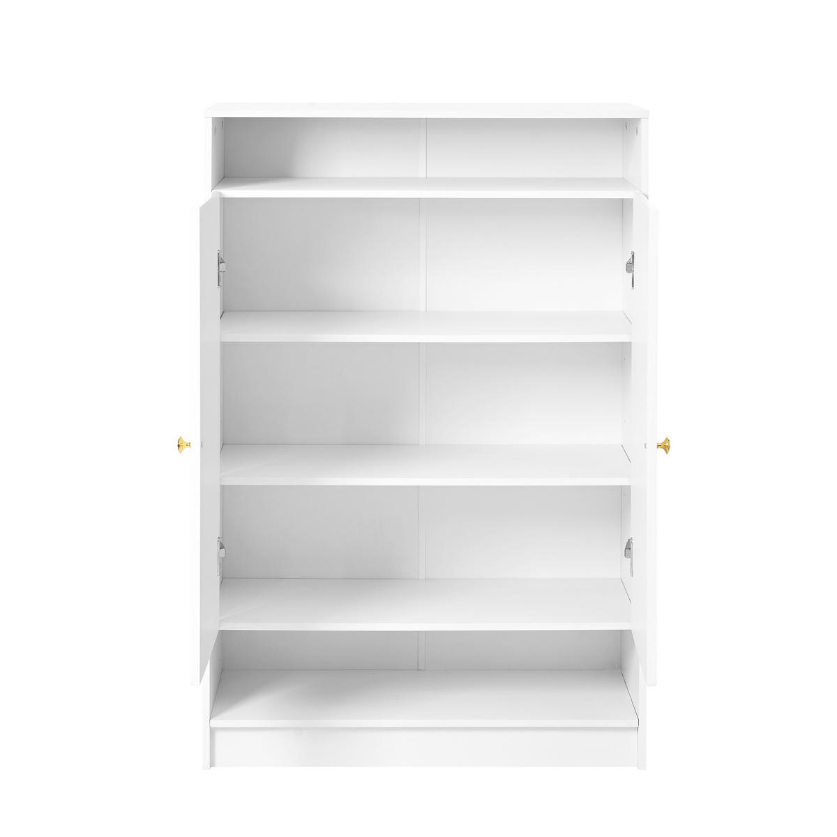 SCHUHSCHRANK Modern mit Goldgriffen Weiß 73x34x109cm - Weiß, Holzwerkstoff (34/109/73cm) - FLIEKS