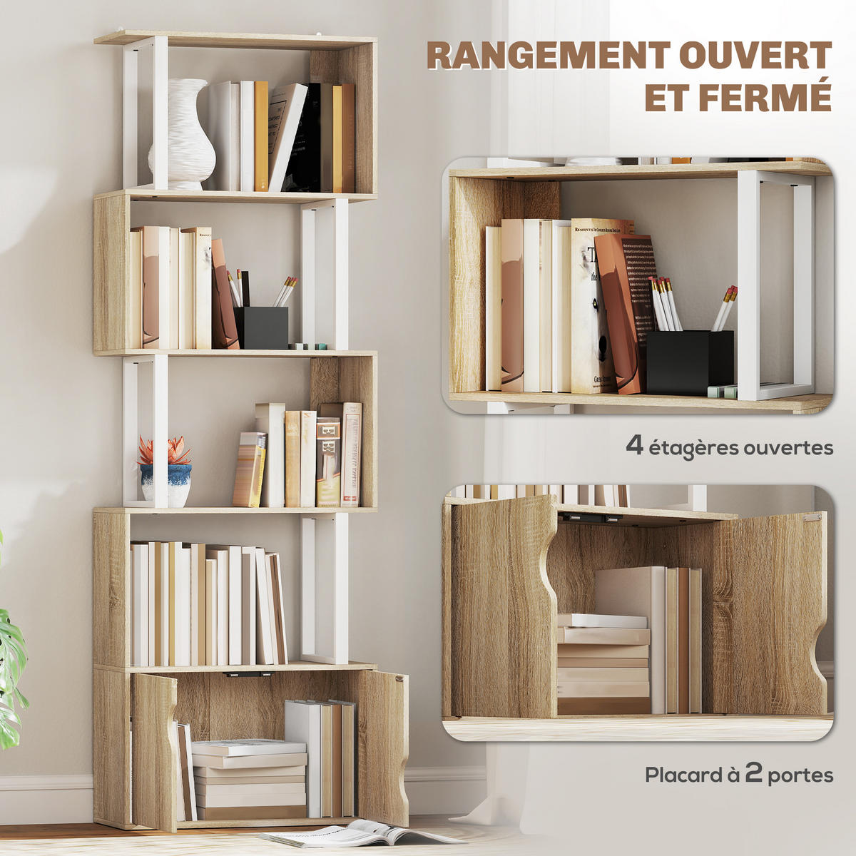 REGAL DE-15536 5 Ebenen + Doppeltürschrank Naturholz - Naturfarben, Holzwerkstoff (60/179.2/23.8cm) - ComfortXL