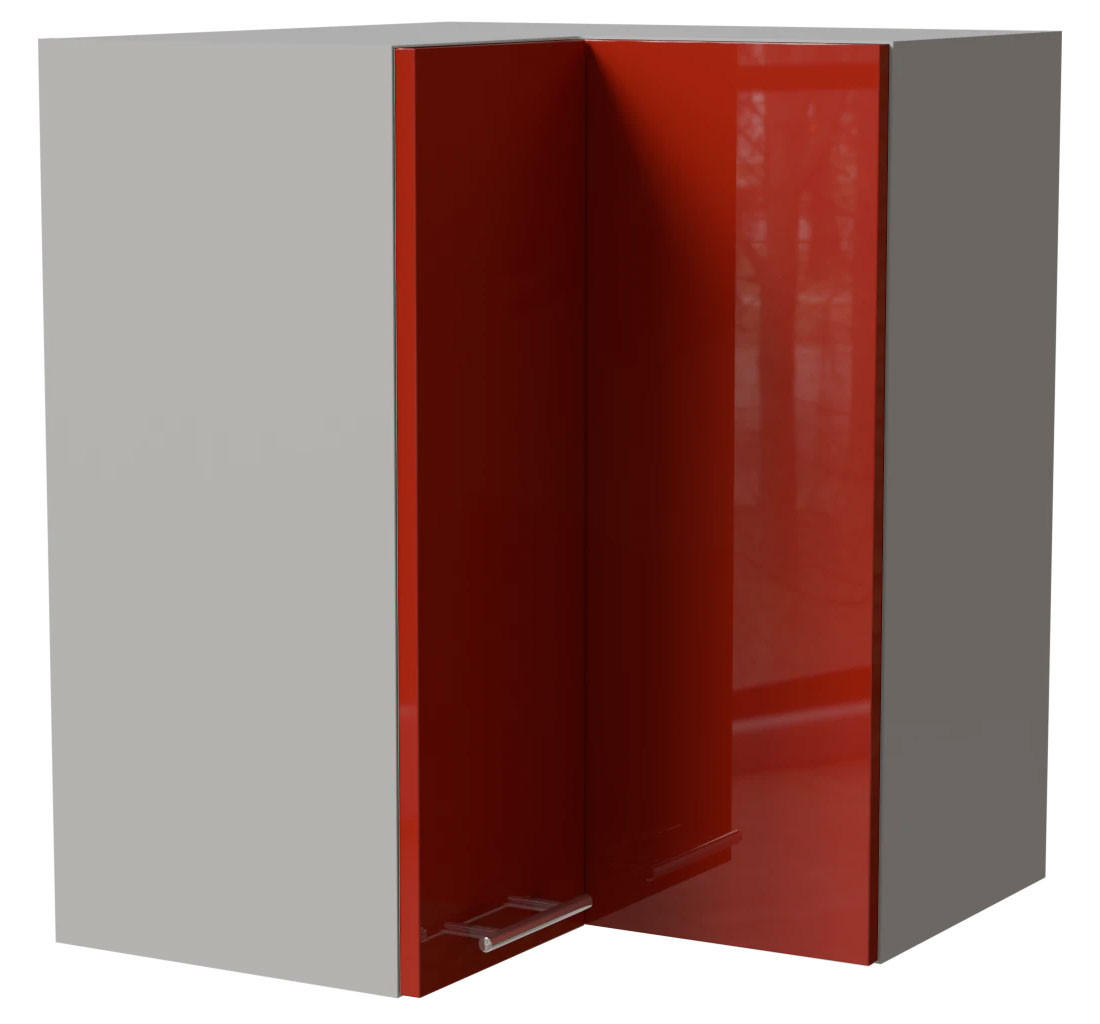 ECKHÄNGESCHRANK Brerra W12/60 Grau / RAL 3002 karminrot Hochglanz 60 / 60 / 72cm - Rot/Grau, Holz/Holzwerkstoff (60/72/60cm) - Feldmann-Wohnen