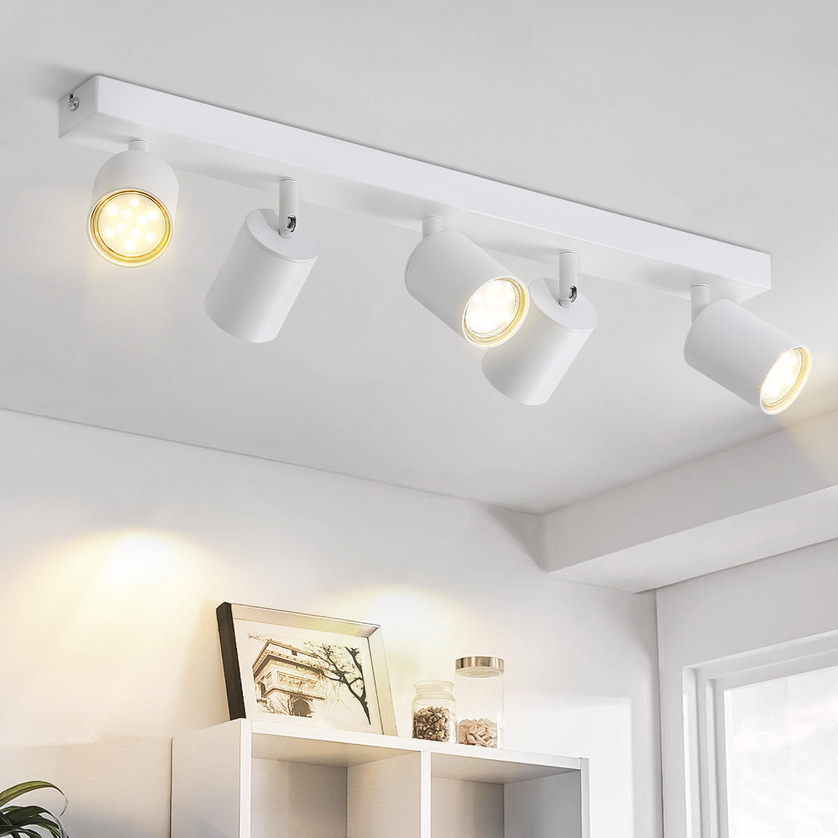 STRAHLER Roger 5-flammig 55/3/14 cm - Weiß, Metall (55/3/14cm) - Nettlife
