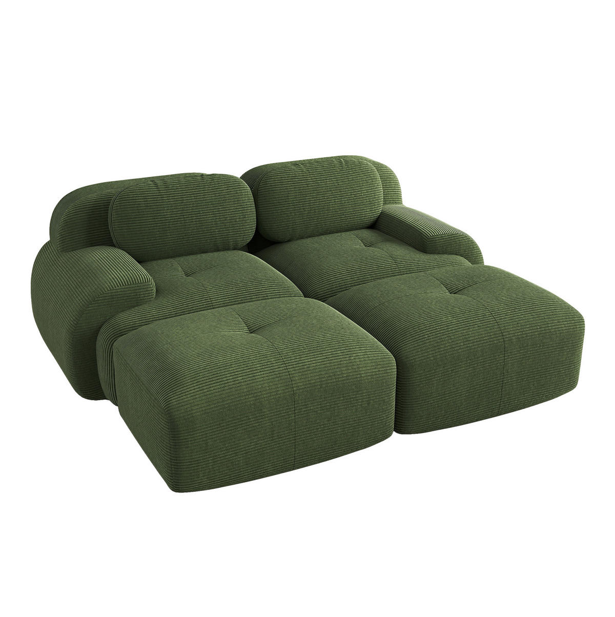 ECKSOFA 208/178/75 cm grün aus Cordstoff modular, rahmenlos und montagefrei - Grün, Textil (178/208cm) - OKWISH
