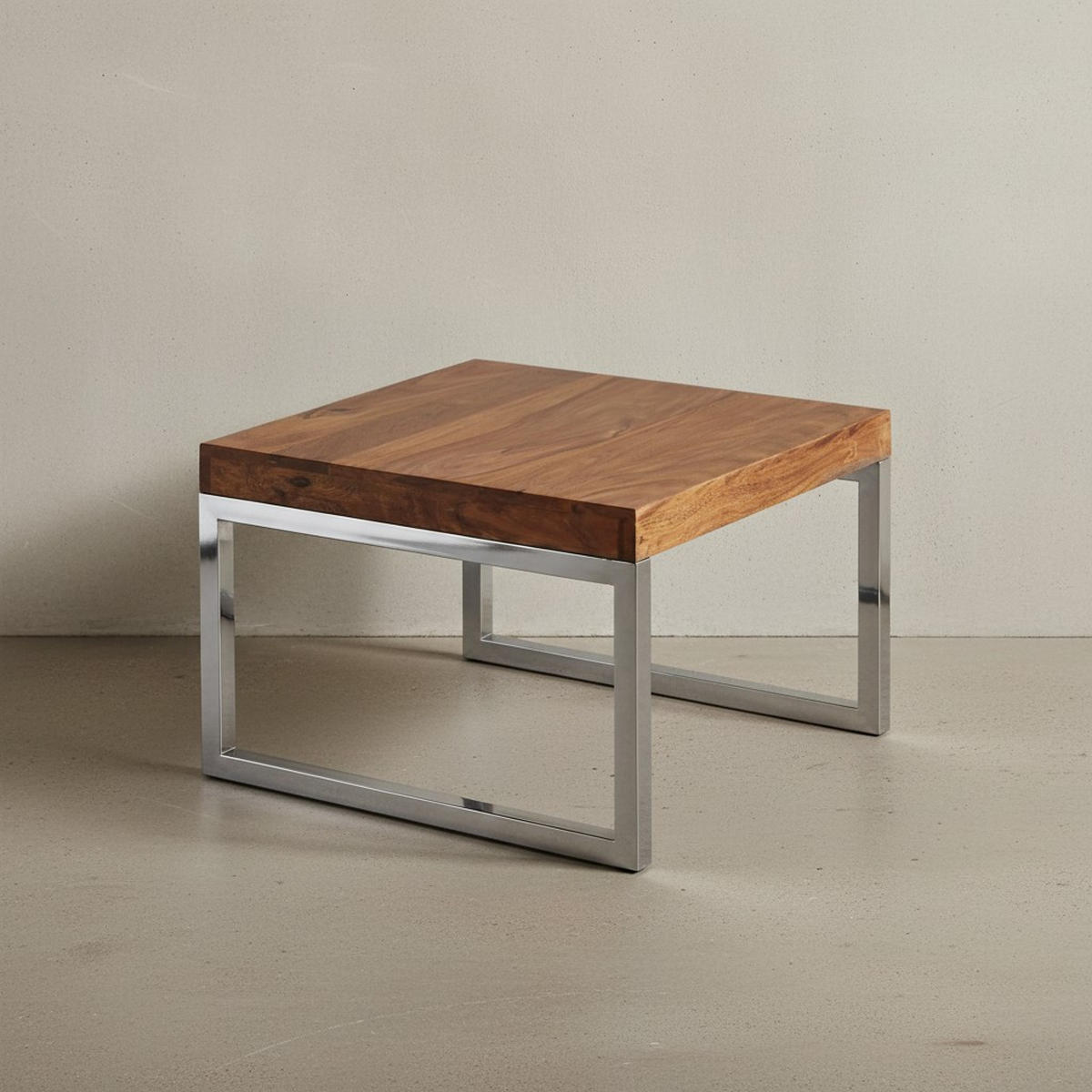 COUCHTISCH Massivholz Metallgestell Pflegeleicht, Braun 60x60x40 cm - Silberfarben/Braun, Holz/Metall (60/60/40cm) - KADIMA DESIGN