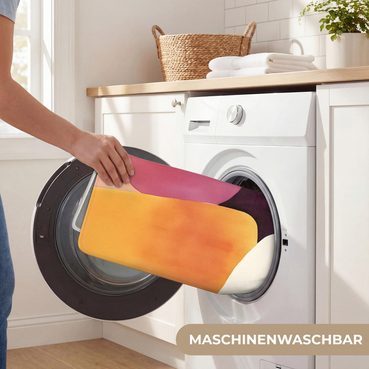 KOUPELNOVÁ PŘEDLOŽKA Tvary - abstraktní - barevné 90x60 cm - terakotová, textil/plast (90/60cm) - OnlyWow