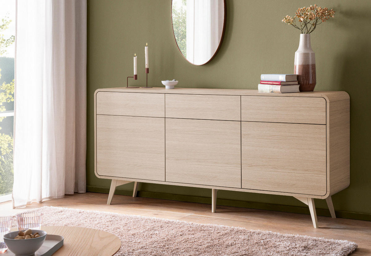 SIDEBOARD Eiche natur, Kommode 180 x 84 cm, Elverum - Eichefarben/Naturfarben, Holz/Holzwerkstoff (180/84/39cm) - Furn.Design