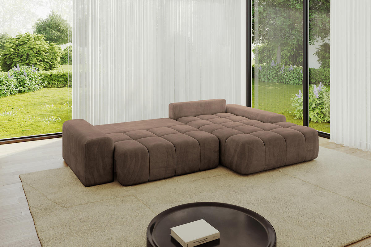 ECKSOFA Ottomane Rechts ENSI-L - 267x164x88 cm Braun - Braun, Holzwerkstoff/Kunststoff (164/267cm) - ALTDECOR