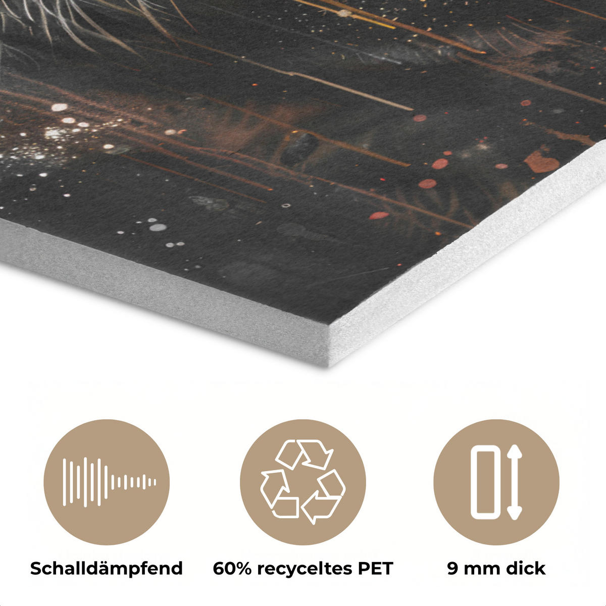 AKUSTIKPANEEL Tiger - Tiere - Porträt - Luxus - Schwarz 70x100 cm - Braun, Textil (70/0.9/100cm) - MuchoWow