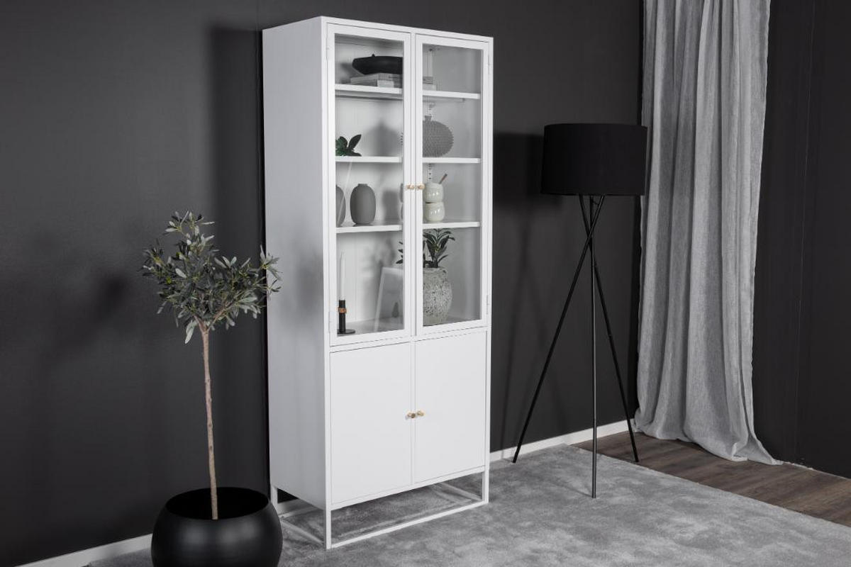 VITRINENSCHRANK, Bakal, Weiß, Stahl, 80 x 41 x 190 cm - Weiß, Metall (80/190/41cm) - ebuy24